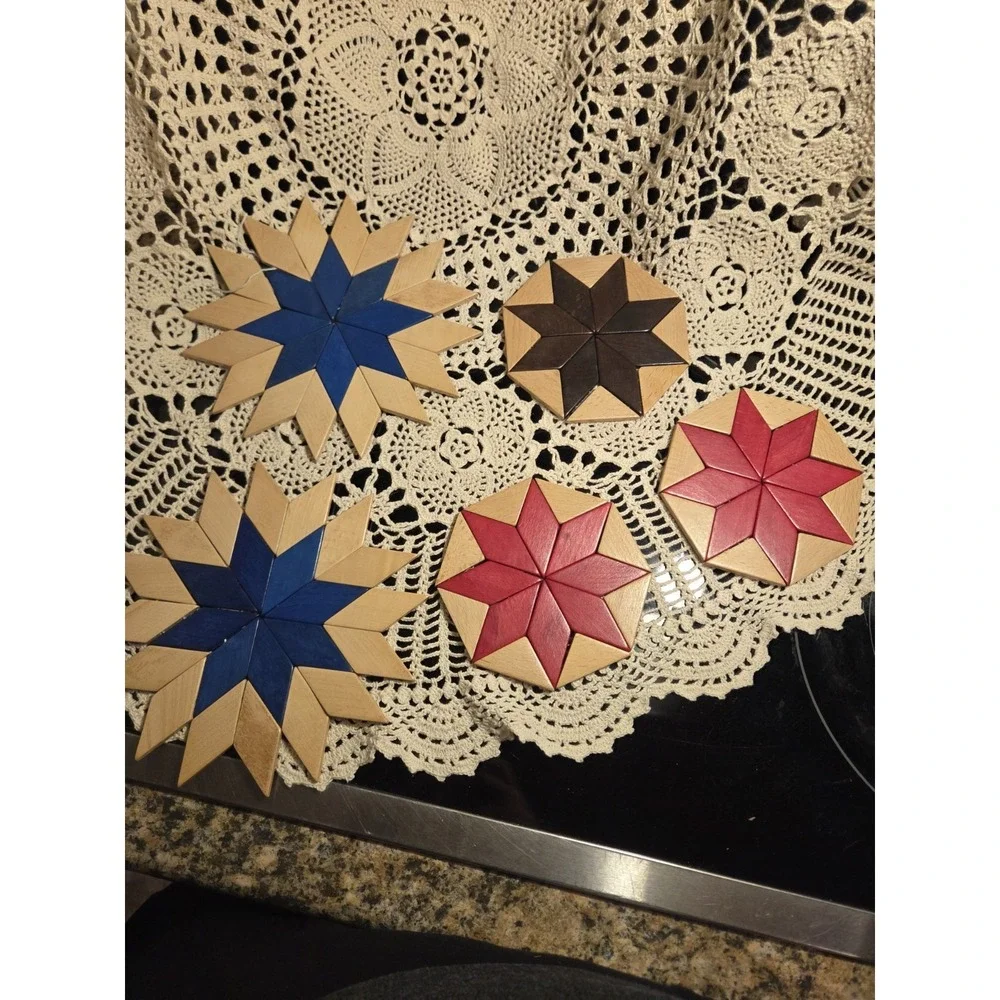 Vintage West German Wooden Folk Art Trivets